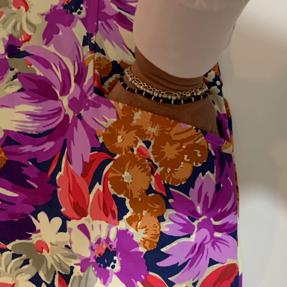 J.McLaughlin Catalyst Palmer Floral Shift Dress M Pockets Stretch 3/4 Sleeve - Picture 7 of 9